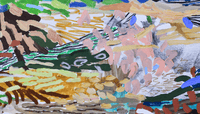 Abstract landscape artwork featuring vibrant colors and playful brush strokes by artbymejwg.