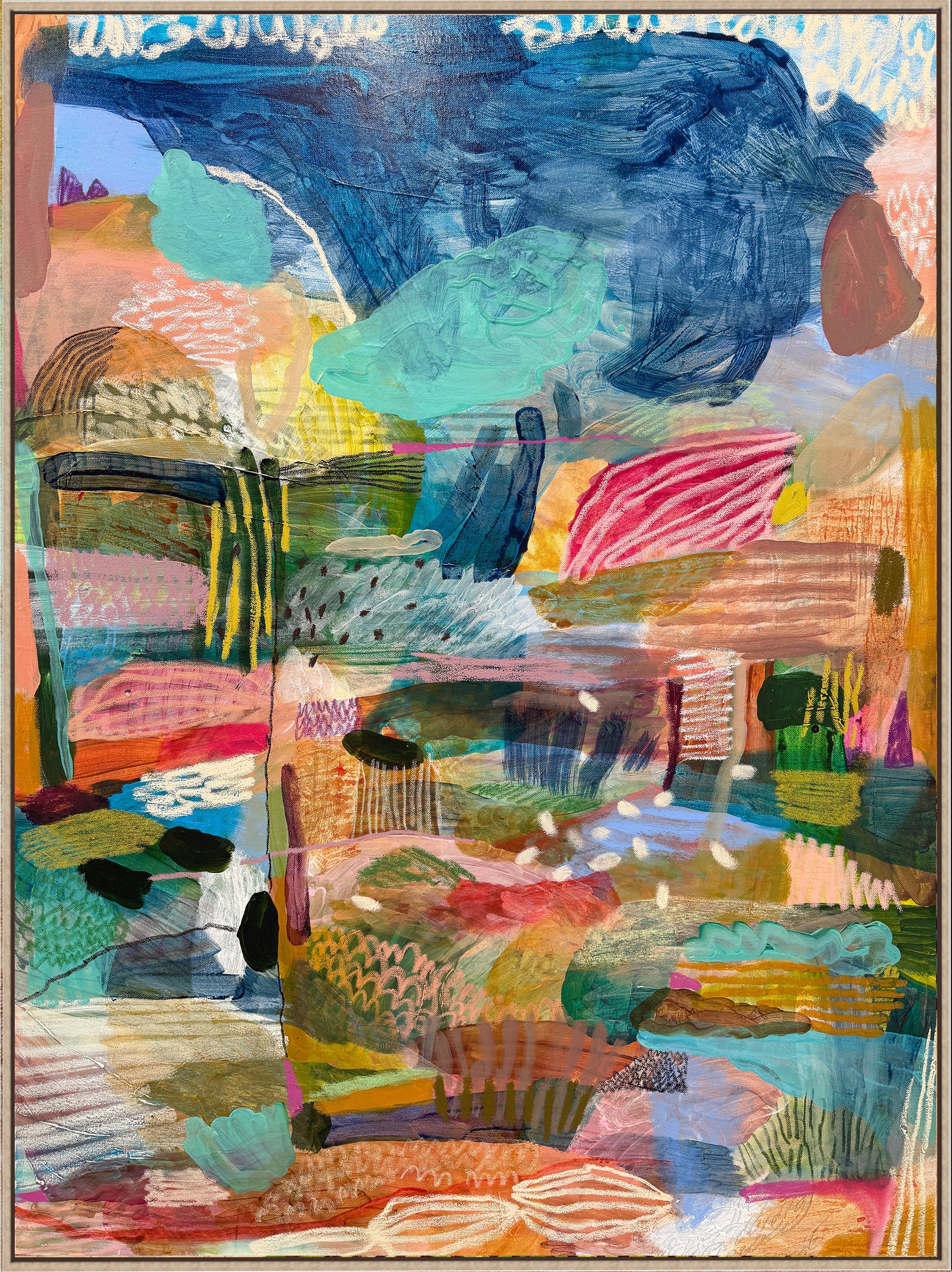 Abstract artwork with colorful brush strokes, JWG 'Falling Cloud'