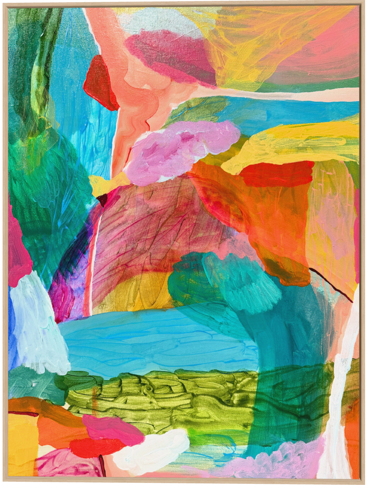 Abstract artwork with vibrant colors and shapes