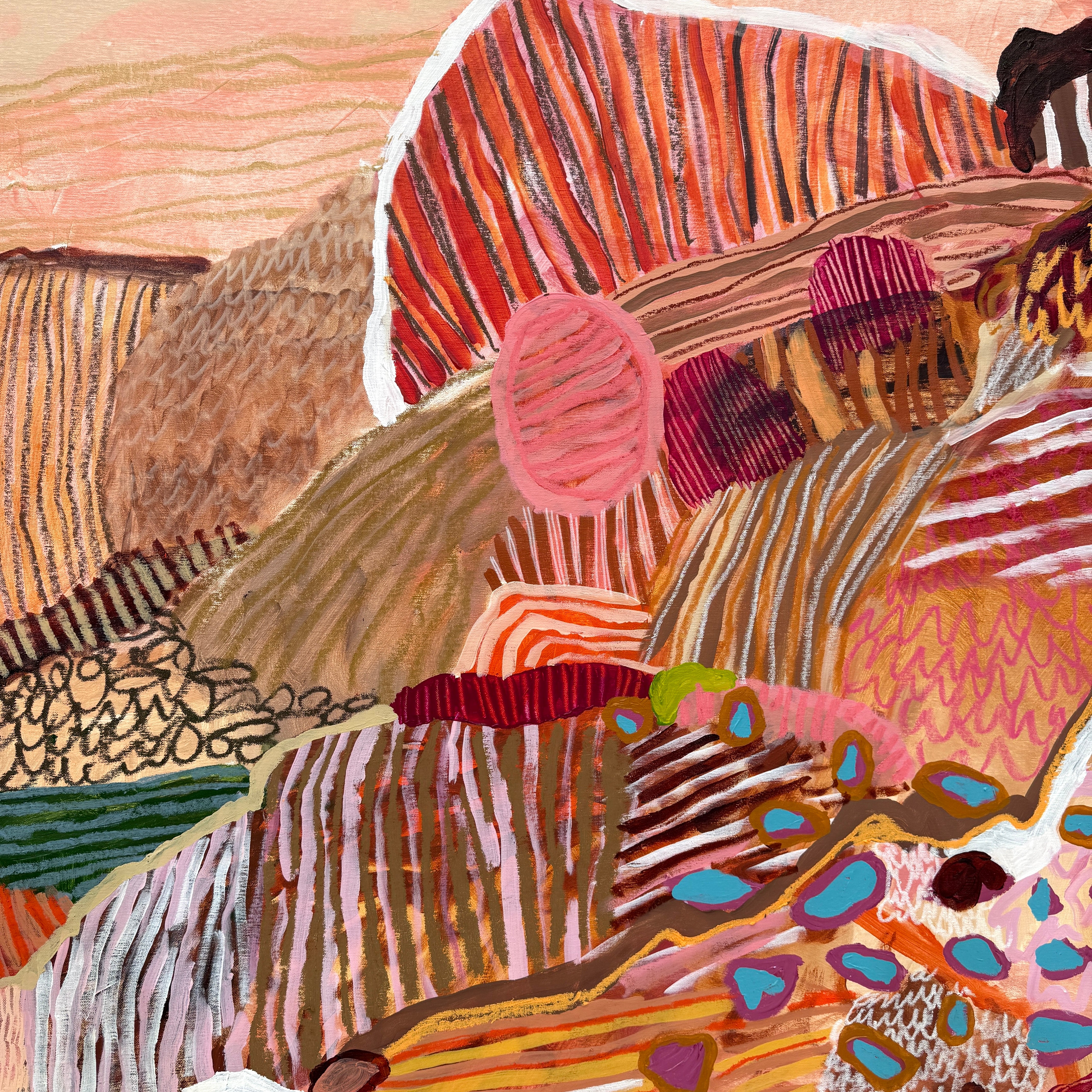 JWG Abstract artwork with textured patterns and vibrant colors