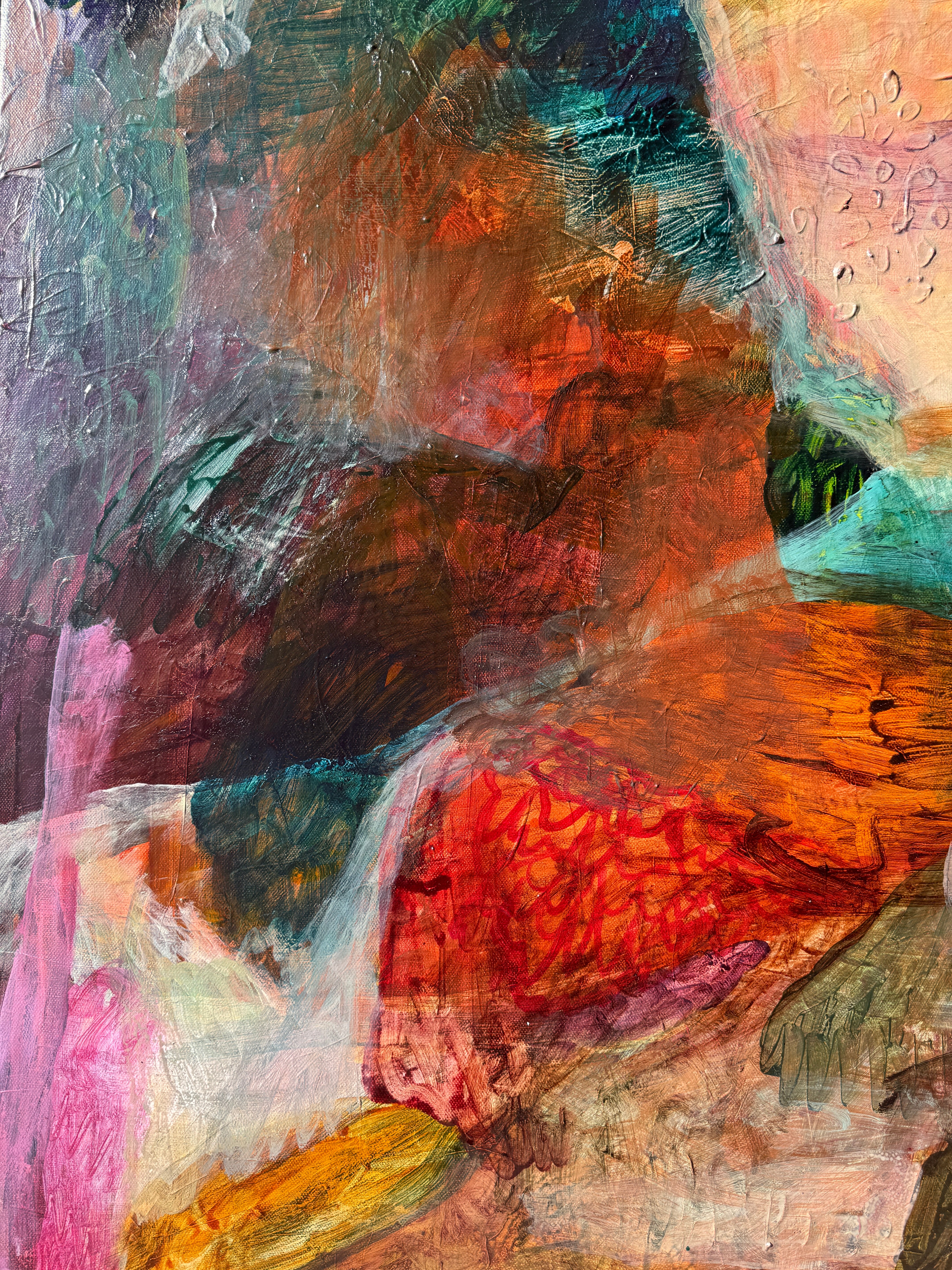 JWG Abstract art with a mix of red, blue, and orange colours.