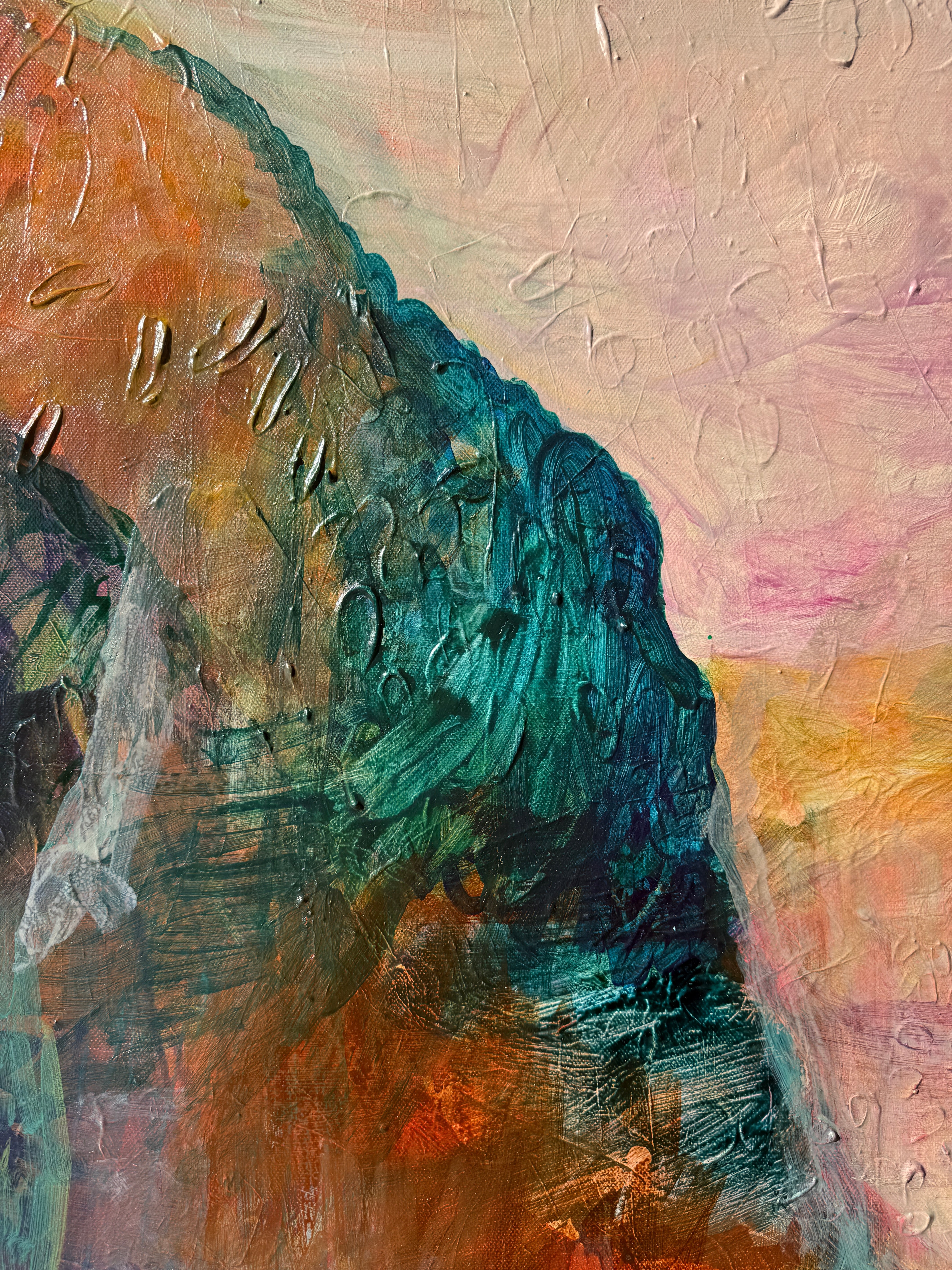 JWG Abstract Original painting with textured brushstrokes in a variety of colours