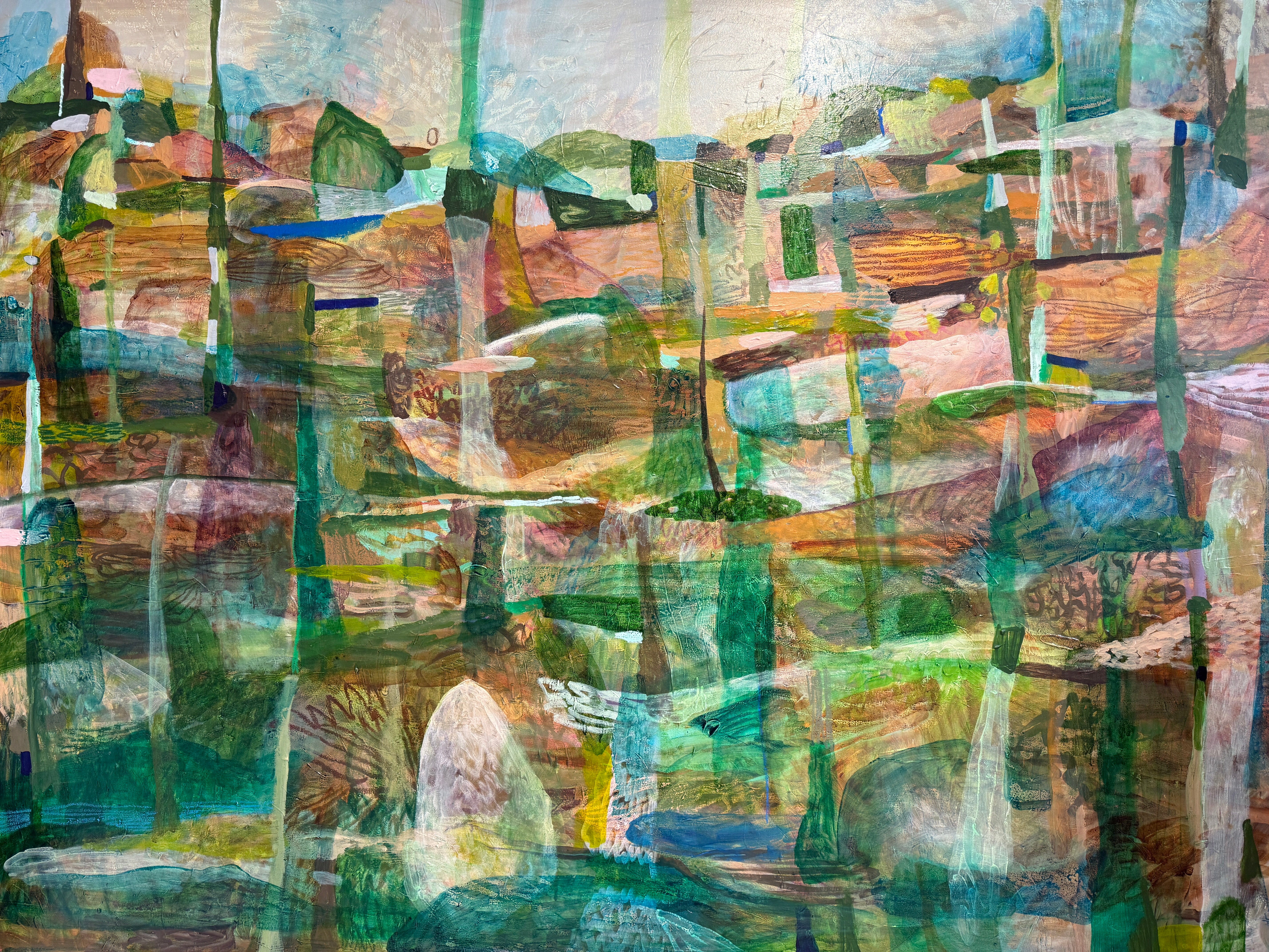 Abstract artwork with geometric shapes and colors