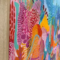 Colorful abstract pattern on a textured surface