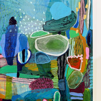 Abstract artwork with vibrant colors and shapes