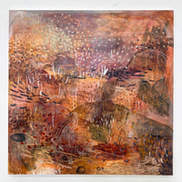 JWG Abstract artwork with earthy tones on a white background