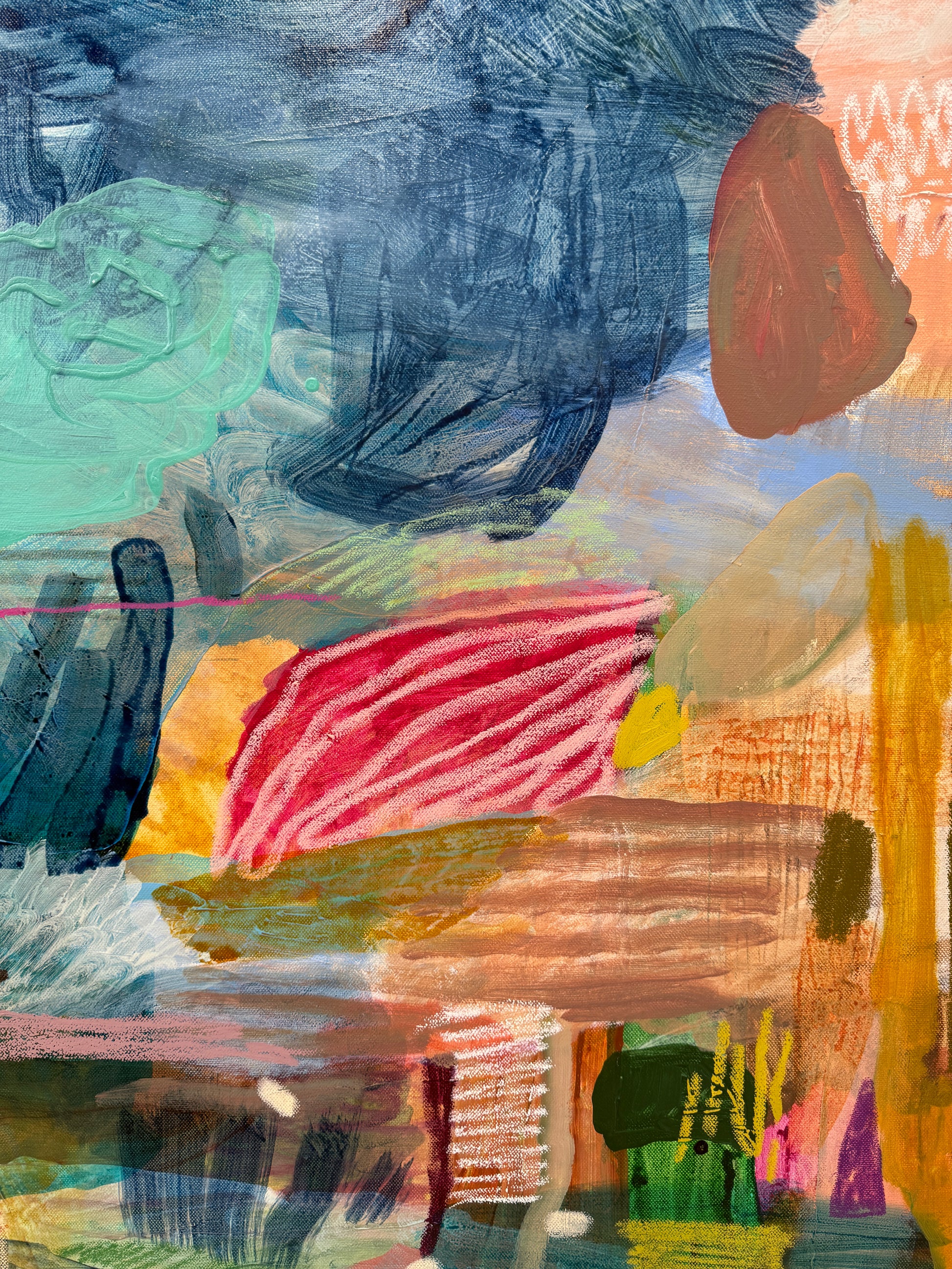 Abstract art with colorful brush strokes, JWG 'Falling Cloud' artwork