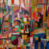 Abstract artwork with vibrant colors and geometric shapes