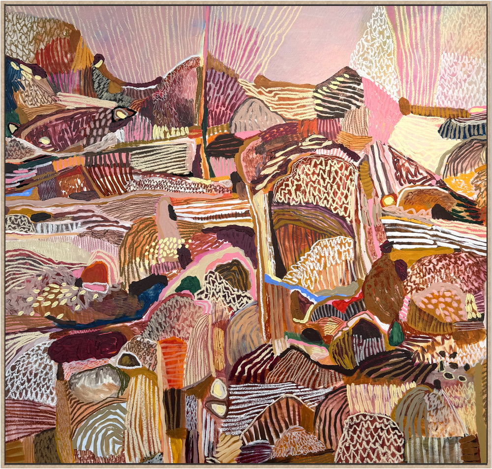 'Pink Sunset on the Valley' Original Artwork by Melbourne artist Jonathan Wyl Gemmell. artbymejwg