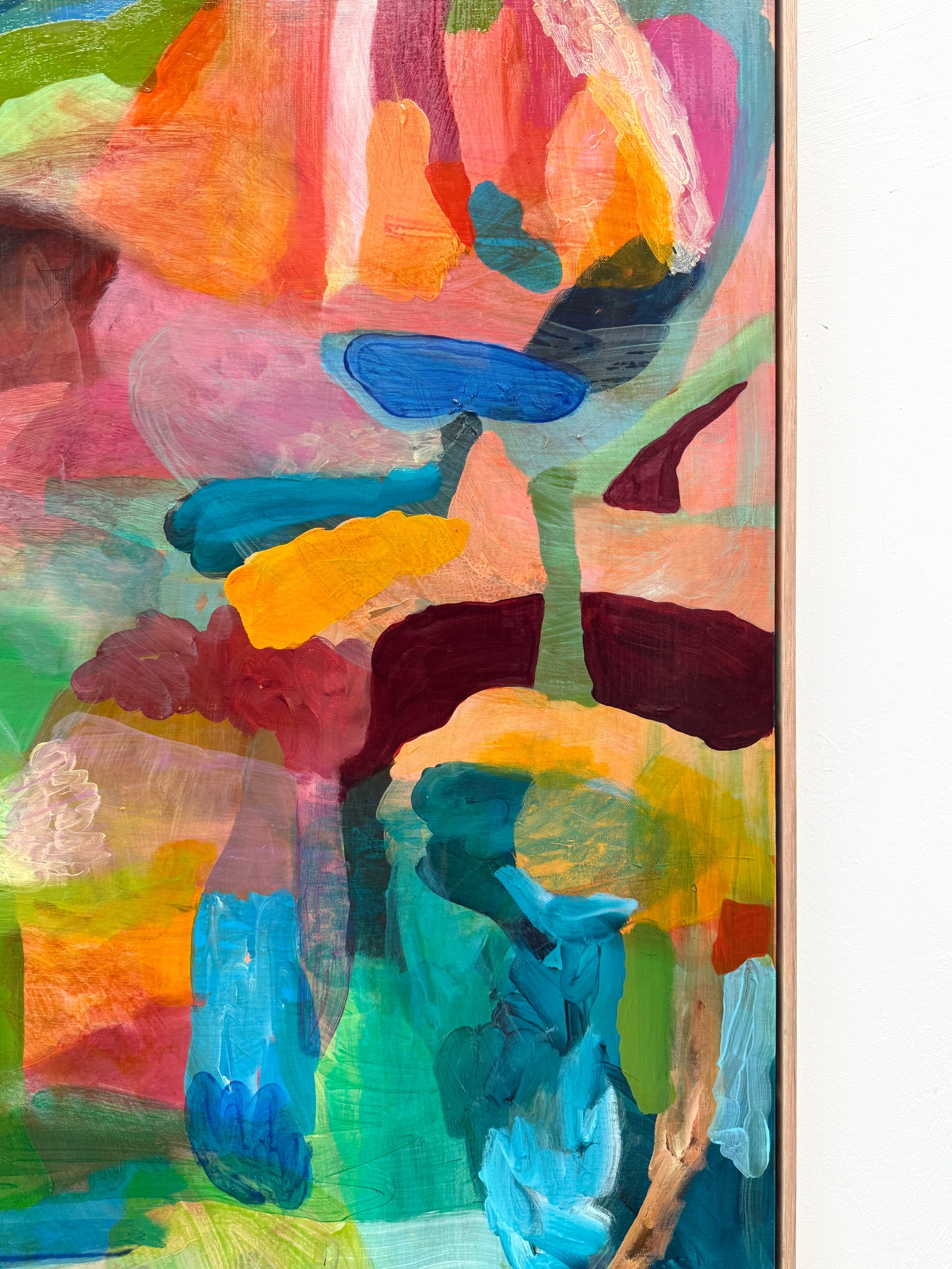 Abstract painting with vibrant colors on a white background