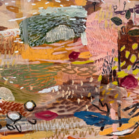 Abstract artwork with a mix of colors and textures