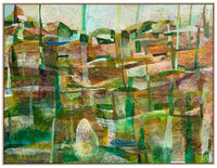 Abstract artwork with geometric shapes and green tones by JWG