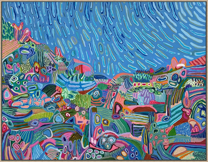 Abstract colourful landscape painting with vibrant colors and dynamic patterns. The_Silents_Rains JWG