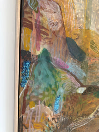 Abstract painting with various colors on a textured surface