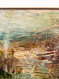 JWG Abstract painting with textured brushstrokes in earthy tones.