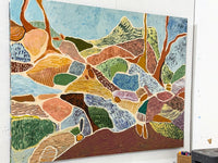Colorful abstract painting on a white wall