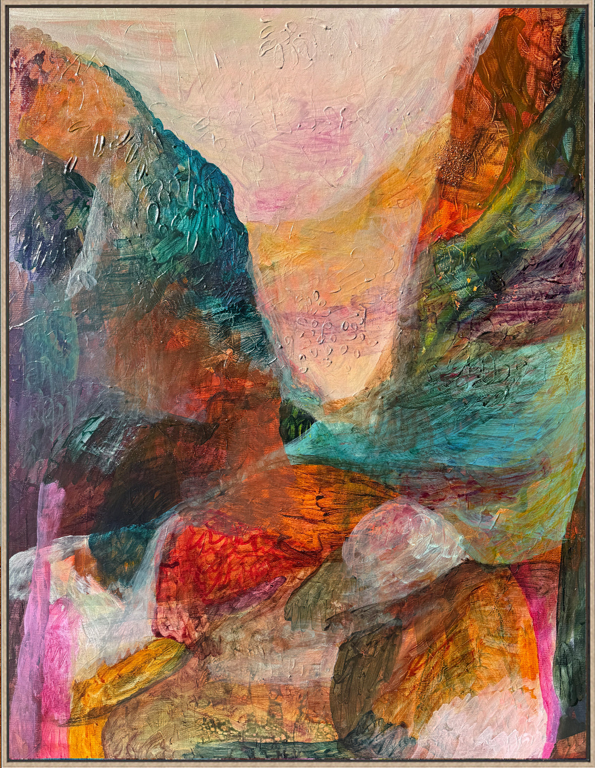 JWG Original Abstract painting with vibrant colors and textured surface